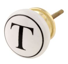 T Flat Alphabet Ceramic Drawer Knob