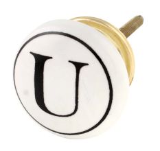 U Flat Alphabet Ceramic Drawer Knob
