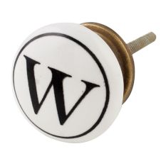 W Flat Alphabet Ceramic Drawer Knob