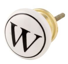 W Flat Alphabet Ceramic Drawer Knob
