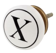 X Flat Alphabet Ceramic Drawer Knob
