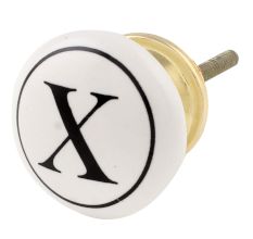 X Flat Alphabet Ceramic Drawer Knob