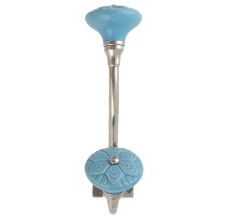 Blue Wheel Flower Ceramic Silver Iron Hook