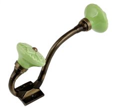 Green Wheel Flower Ceramic Antique Iron Hook