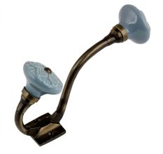 Grey Wheel Flower Ceramic Antique Iron Hook