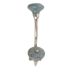 Grey Wheel Flower Ceramic Silver Iron Hook
