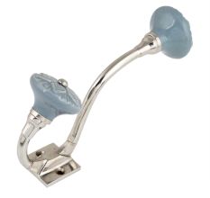 Grey Wheel Flower Ceramic Silver Iron Hook