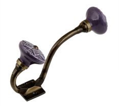 Purple Wheel Flower Ceramic Antique Iron Hook