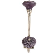 Purple Wheel Flower Ceramic Silver Iron Hook