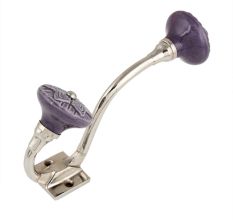 Purple Wheel Flower Ceramic Silver Iron Hook