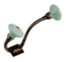 Sage Green Wheel Flower Ceramic Antique Iron Hook