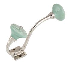 Sage Green Wheel Flower Ceramic Silver Iron Hook