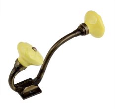 Yellow Wheel Flower Ceramic Antique Iron Hook
