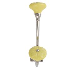 Yellow Wheel Flower Ceramic Silver Iron Hook