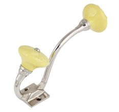 Yellow Wheel Flower Ceramic Silver Iron Hook