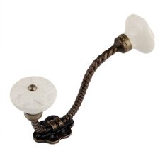 Cream Wheel Flower Ceramic Antique Rope Iron Hook