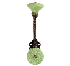 Green Wheel Flower Ceramic Antique Rope Iron Hook