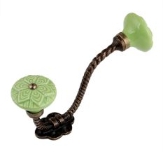 Green Wheel Flower Ceramic Antique Rope Iron Hook