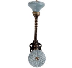 Grey Wheel Flower Ceramic Antique Rope Iron Hook