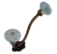 Grey Wheel Flower Ceramic Antique Rope Iron Hook