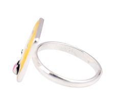 Yellow Snap chat Logo Adjustable Silver Toe Ring For Kids