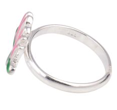 Pink Lotus Flower Adjustable Silver Children Toe Ring