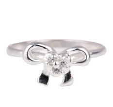 Silver Bow Design Toe Ring With Semi Precious Stone