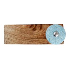 Blue Wheel Flower Ceramic Wooden Door Stopper