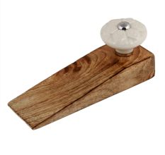 Cream Wheel Flower Ceramic Wooden Door Stopper