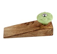 Green Wheel Flower Ceramic Wooden Door Stopper