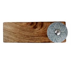 Grey Wheel Flower Ceramic Wooden Door Stopper