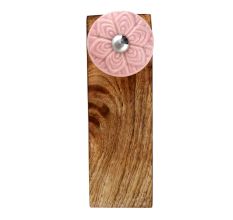 Pink Wheel Flower Ceramic Wooden Door Stopper
