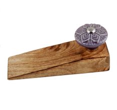 Purple Wheel Flower Ceramic Wooden Door Stopper