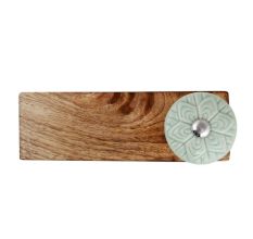 Sage Green Wheel Flower Ceramic Wooden Door Stopper