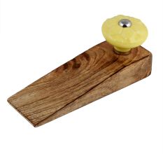Yellow Wheel Flower Ceramic Wooden Door Stopper
