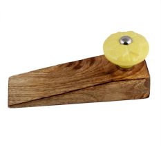 Yellow Wheel Flower Ceramic Wooden Door Stopper