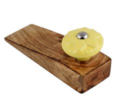 Yellow Wheel Flower Ceramic Wooden Door Stopper