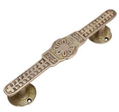 Brass Door Handles Engraved With Leafy Pattern