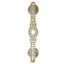 Brass Door Handles Engraved With Leafy Pattern