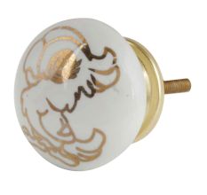 Golden Cockatoo Pattern Ceramic Dresser Knobs