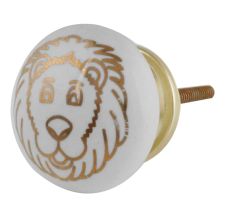 Golden Lion Pattern Ceramic Cabinet Knobs