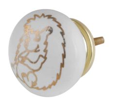 Golden Hedgehog Pattern Ceramic Dresser Knobs