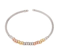 Modern 92.5 Sterling Silver kadaa or Bracelet with Gold Plated Spherical Beads