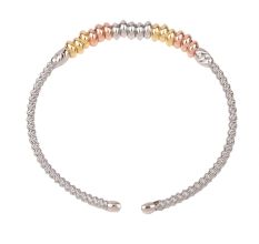 Modern 92.5 Sterling Silver kadaa or Bracelet with Gold Plated Spherical Beads