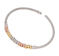 Modern 92.5 Sterling Silver kadaa or Bracelet with Gold Plated Spherical Beads