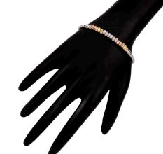 Modern 92.5 Sterling Silver kadaa or Bracelet with Gold Plated Spherical Beads