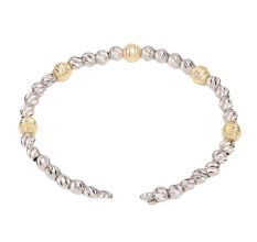 92.5 Sterling Silver and Gold Beads Stylish Adjustable Bracelet