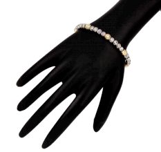 92.5 Sterling Silver and Gold Beads Stylish Adjustable Bracelet