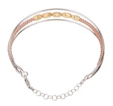 Stylish Multiline Adjustable 92.5 Sterling Silver Gold Plated Bracelet