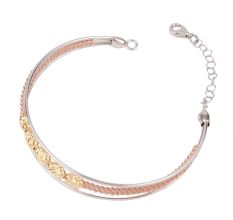 Stylish Multiline Adjustable 92.5 Sterling Silver Gold Plated Bracelet